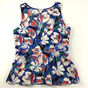 J. Crew Floral Linen Blend Peplum Top